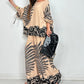 💖Femei stil etnic elegant imprimate Top Wide Leg pantaloni Set