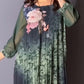 🌺Femei florale imprimare rotund gât Mesh maneca rochie