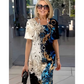 💖Rochie cu mânecă scurtă și gât rotund imprimată