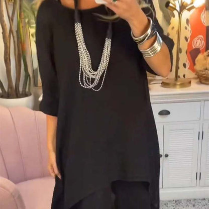 Set de două piese cu top și pantaloni neregulat pentru femei