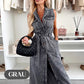 🌺Rochie denim de lungime medie cu curea pentru femei