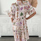 🥰Rochie cu imprimeu floral cu mânecă scurtă și decolteu în V