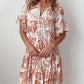 🥰Rochie cu imprimeu floral cu mânecă scurtă și decolteu în V