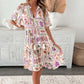 🥰Rochie cu imprimeu floral cu mânecă scurtă și decolteu în V