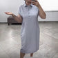 ✨Rochie de buzunar cu mânecă scurtă, dungată, pentru femei