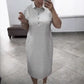 ✨Rochie de buzunar cu mânecă scurtă, dungată, pentru femei