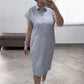 ✨Rochie de buzunar cu mânecă scurtă, dungată, pentru femei