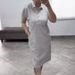 ✨Rochie de buzunar cu mânecă scurtă, dungată, pentru femei