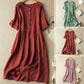 💘 Rochie de cămașă din bumbac și in cu mânecă scurtă în stil vintage