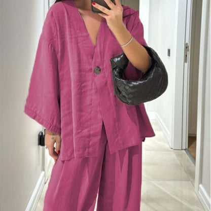 💖 Top pentru femei + pantaloni cu picior larg Set din două piese