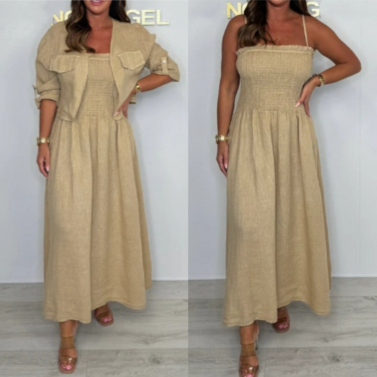 👗 Set 2 piese: rochie cu bretele subțiri & jachetă scurtă casual