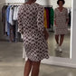 👗Rochie în linie cu mânecă medie și decolteu în V imprimat