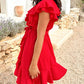 🔥Elegant talie cravată femei V-Neck rochie Ruffle