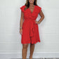 🔥Elegant talie cravată femei V-Neck rochie Ruffle