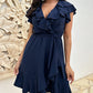 🔥Elegant talie cravată femei V-Neck rochie Ruffle