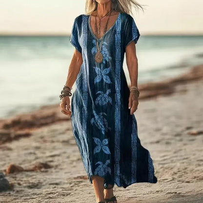 💖Rochie elegantă cu mânecă scurtă și decolteu floral în V