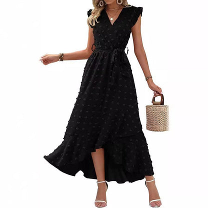 🌹Moda femeilor V-Neck Ruffle Rochii