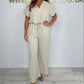 Femeii Casual Loose V-Neck costum din două piese