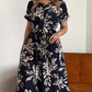 🌼Floral Print Slim rotund gât rochie