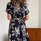 🌼Floral Print Slim rotund gât rochie