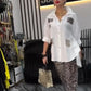 💖Cămașă din două piese cu imprimeu leopard + pantaloni întinși