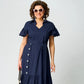✨Rochie de cămașă cu mânecă scurtă cu rever și tiv cu volane