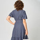 ✨Rochie de cămașă cu mânecă scurtă cu rever și tiv cu volane