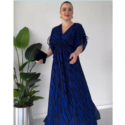 💖Rochie cu decolteu în V cu imprimeu zebră