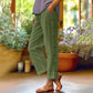 👖Pantaloni cu nasturi din bumbac de culoare solidă
