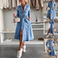 💃Rochie din denim cu mânecă lungă, cu buton, pentru femei