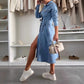 💃Rochie din denim cu mânecă lungă, cu buton, pentru femei
