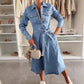 💃Rochie din denim cu mânecă lungă, cu buton, pentru femei