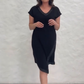 Rochie patchwork elegantă cu mânecă scurtă și gât în V