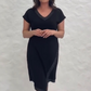 Rochie patchwork elegantă cu mânecă scurtă și gât în V