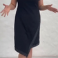 Rochie patchwork elegantă cu mânecă scurtă și gât în V