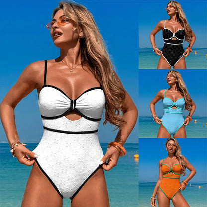 🌴Costum de baie dintr-o singură piesă pentru femei cu decupaj colorat