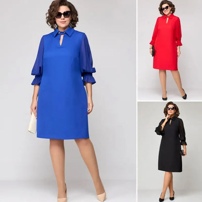 👗 Rochie elegantă de culoare solidă cu rever decupat
