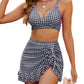 👙💥Set de bikini cu talie înaltă pentru femei Tummy Tuck Plaid