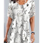 🌹Rochie elegantă cu imprimeu floral liber, cu gât rotund