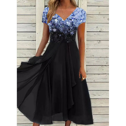 🔥Rochie de vară V-Neck imprimată Patchwork pentru femei