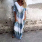 💃Casual Loose Tie-Dye imprimate V-Neck rochie lungă