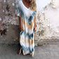 💃Casual Loose Tie-Dye imprimate V-Neck rochie lungă