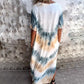 💃Casual Loose Tie-Dye imprimate V-Neck rochie lungă