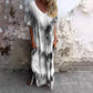 💃Casual Loose Tie-Dye imprimate V-Neck rochie lungă