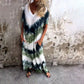 💃Casual Loose Tie-Dye imprimate V-Neck rochie lungă