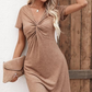 👗Rochie cu mâneci scurte, cu decolteu în V, pentru femei