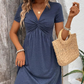👗Rochie cu mâneci scurte, cu decolteu în V, pentru femei