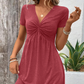 👗Rochie cu mâneci scurte, cu decolteu în V, pentru femei