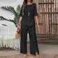 💖Top cu tiv neregulat pentru femei și pantaloni cu picior larg, set din două piese