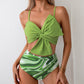 👙Set costum de baie pentru femei cu talie înaltă și papion🏖️
